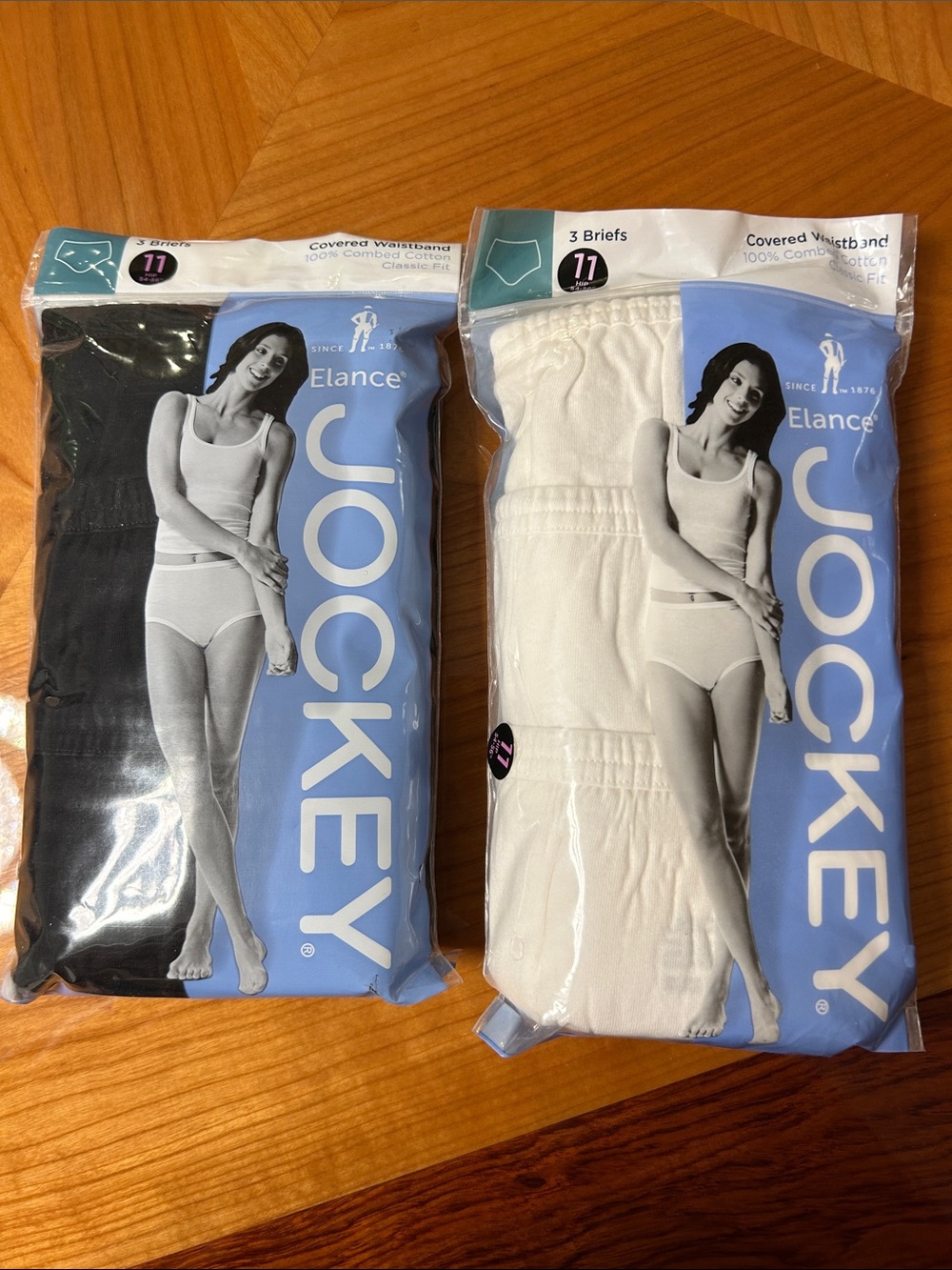NEW -2 packs Size 11 - Jockey Women’s Briefs 3-Pack – Black & White